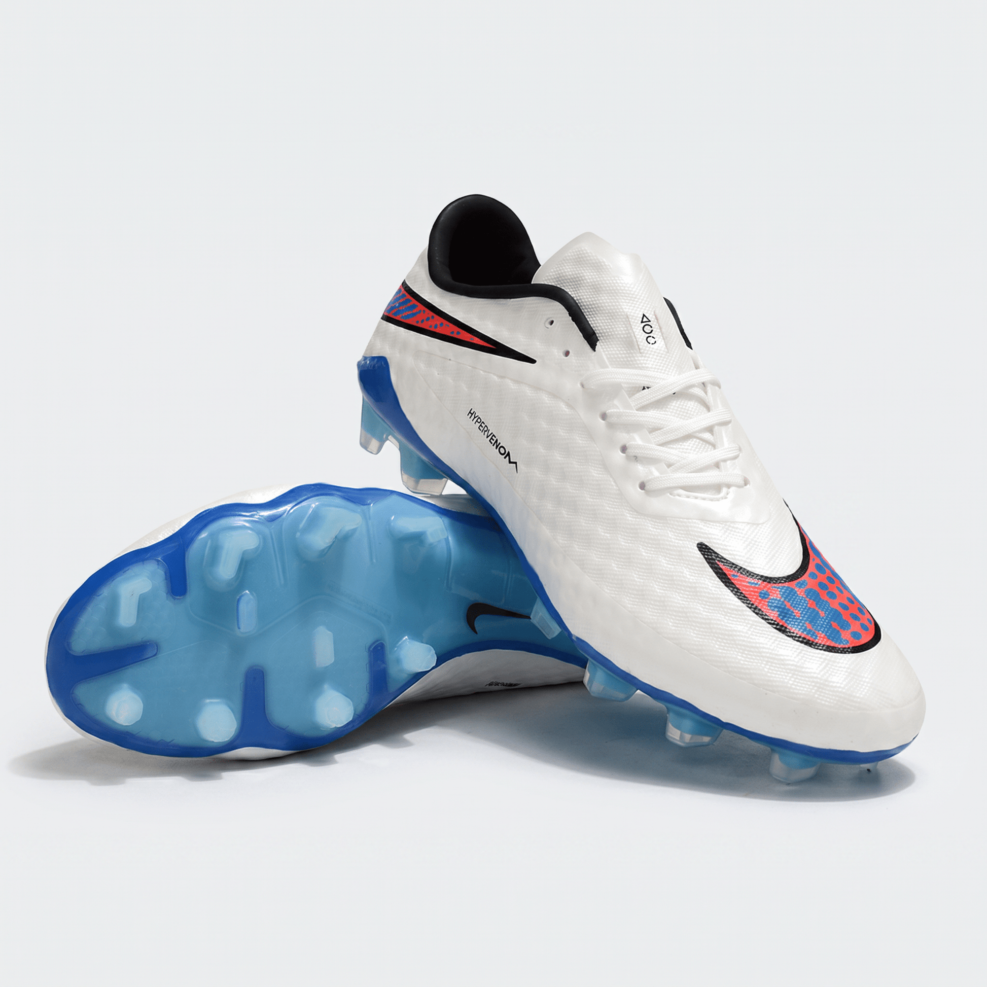 Hypervenom Phantom Premium FG White / Crimson / Blue Lagoon - Elite Boots
