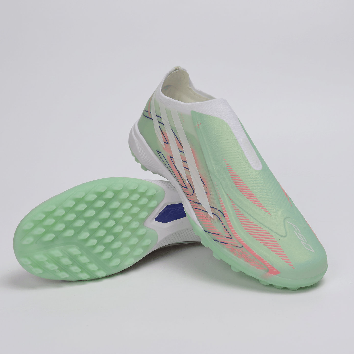 F50 Laceless TF Green Spark / Lucid Blue / Cloud White - Elite Boots