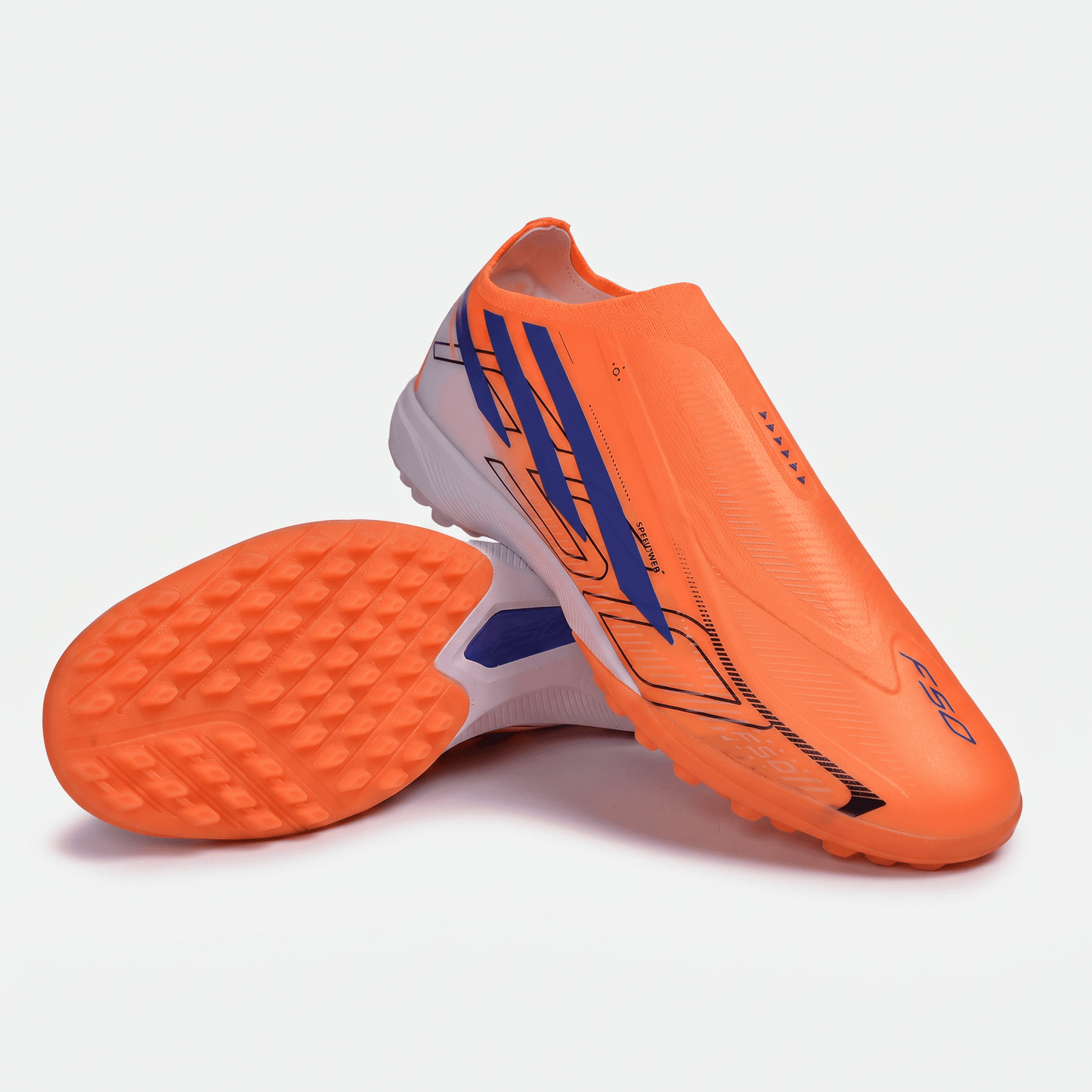F50 Laceless TF Solar Orange / Lucid Blue / Cloud White - Elite Boots
