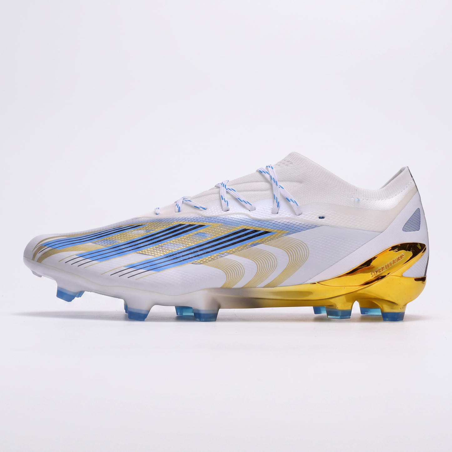X Crazyfast.1 FG Cloud White / Pulse Blue / Gold Metallic