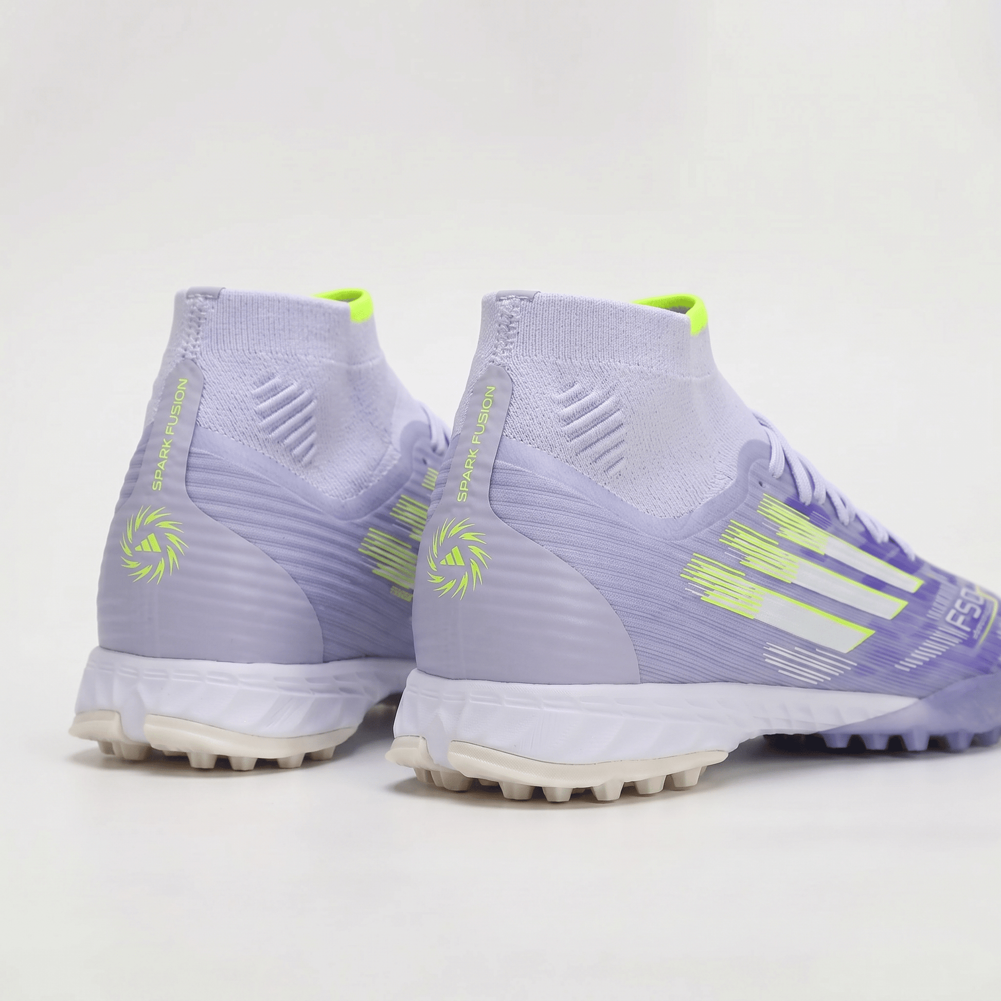 F50 League Mid Cut TF Color: Purple / Silver Metallic / Lucid Lemon - Elite Boots