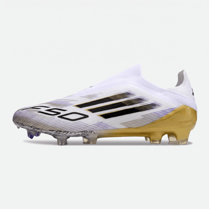 F50 Laceless FG White / Core Black / Gold Metallic - Elite Boots