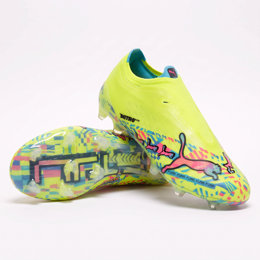Ultra Nitro 7 Laceless FG Yellow Alert / White / Blue Glimmer / Pink Glimmer