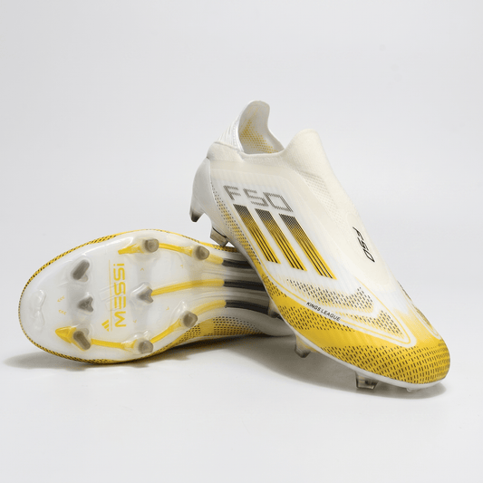 F50 Kings League Laceless FG White / Core Black / Solar Yellow - Elite Boots