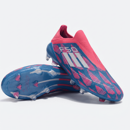 F50 Laceless FG Solar Blue / Footwear White / Solar Pink - Elite Boots