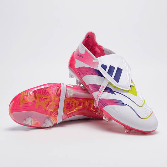 Predator Fold-Over Tongue FG White / Solar Blue / Solar Pink - Elite Boots