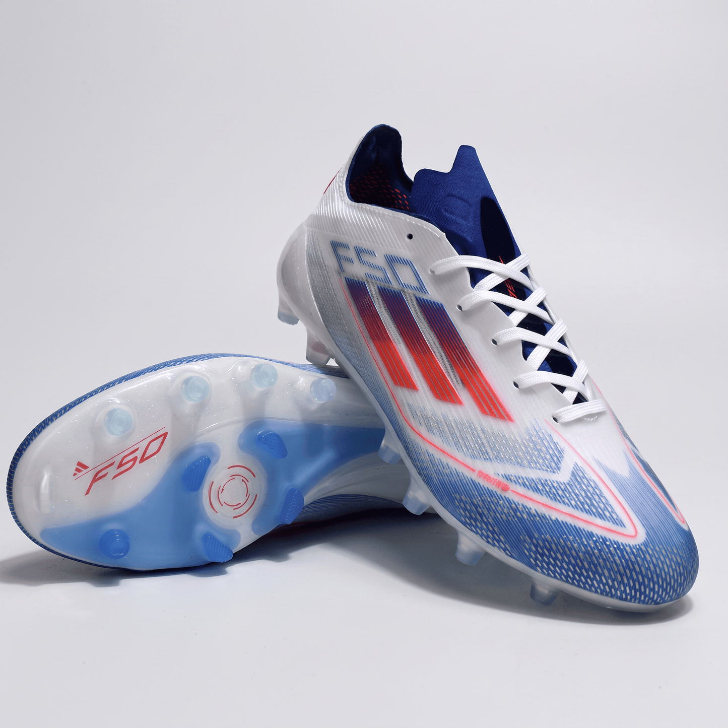 F50 FG Footwear White / Solar Red / Lucid Blue - Elite Boots