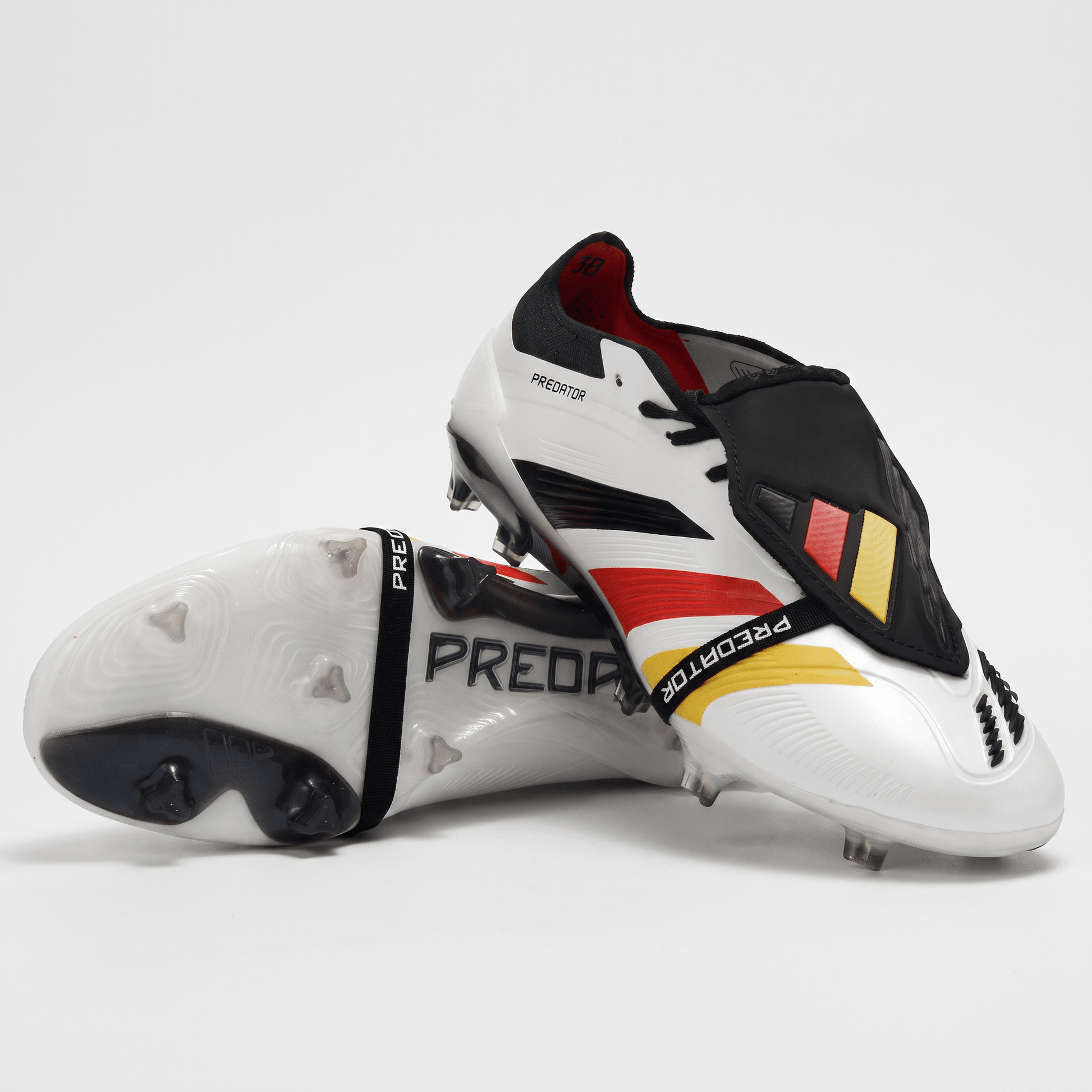Predator Fold-Over Tongue FG White / Black / Red / Yellow - Elite Boots