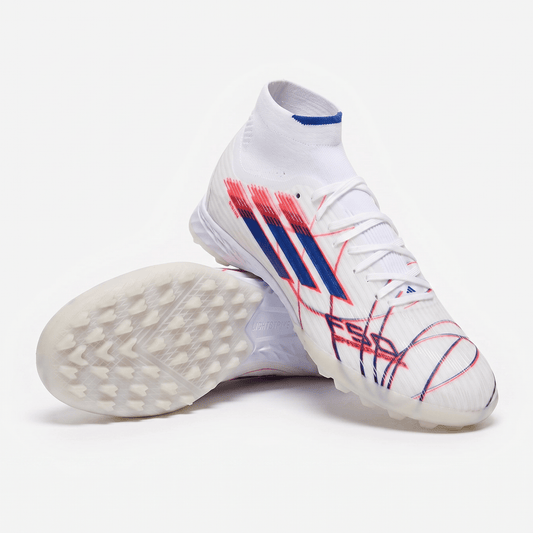 F50 League Mid Cut TF : Footwear White / Team Navy Blue / Lucid Red - Elite Boots