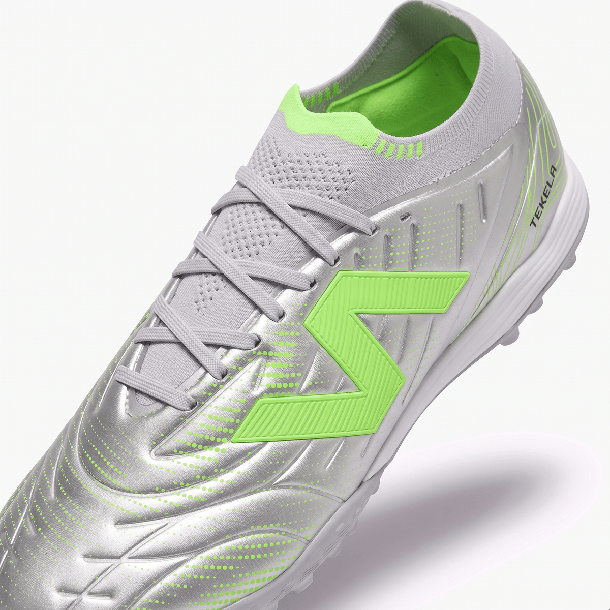 Tekela V4+ Pro Turf TF Silver / Bleached Lime Glow - Elite Boots