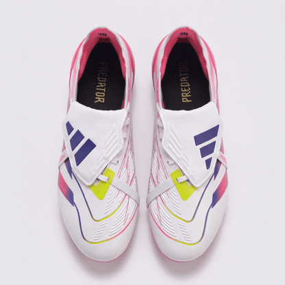 Predator Fold-Over Tongue FG White / Solar Blue / Solar Pink - Elite Boots