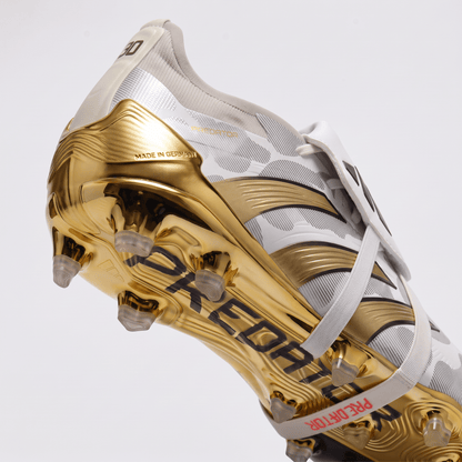 Predator Fold-Over Tongue FG Cloud White / Core Black / Gold Metallic - Elite Boots