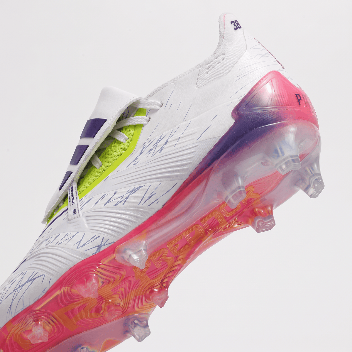 Predator Fold-Over Tongue FG White / Solar Blue / Solar Pink - Elite Boots