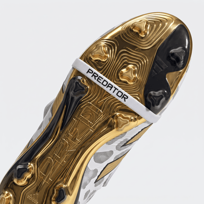 Predator Fold-Over Tongue FG Cloud White / Core Black / Gold Metallic - Elite Boots
