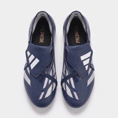 Predator Fold-Over Tongue FG Team Navy Blue / Silver / White - Elite Boots