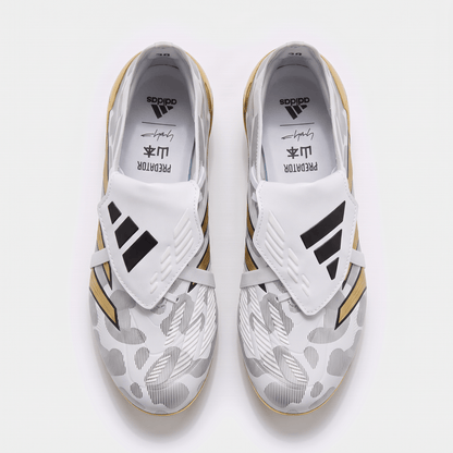 Predator Fold-Over Tongue FG Cloud White / Core Black / Gold Metallic - Elite Boots