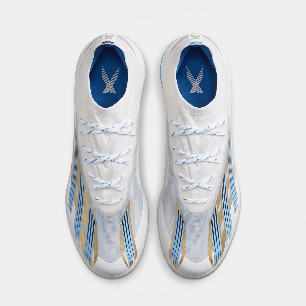 X Crazyfast+ FG Cloud White / Pulse Blue / Gold Metallic - Elite Boots