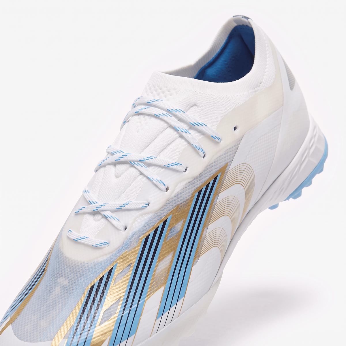 X Crazyfast+ FG Cloud White / Pulse Blue / Gold Metallic - Elite Boots