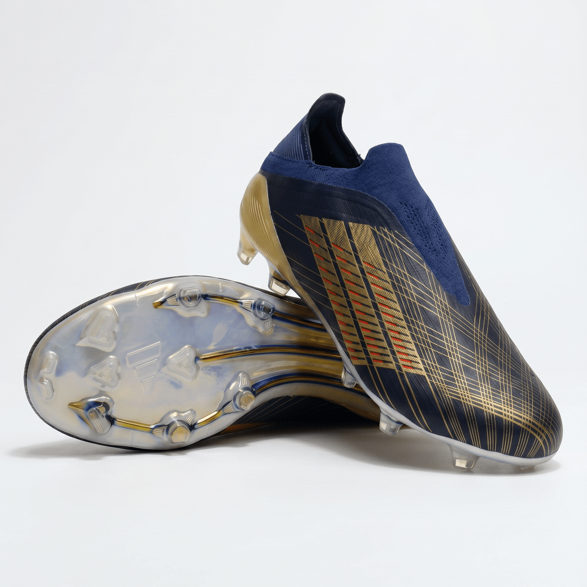 F50 LL Laceless Navy blue / Gold / Red / Iridescent chrome - Elite Boots