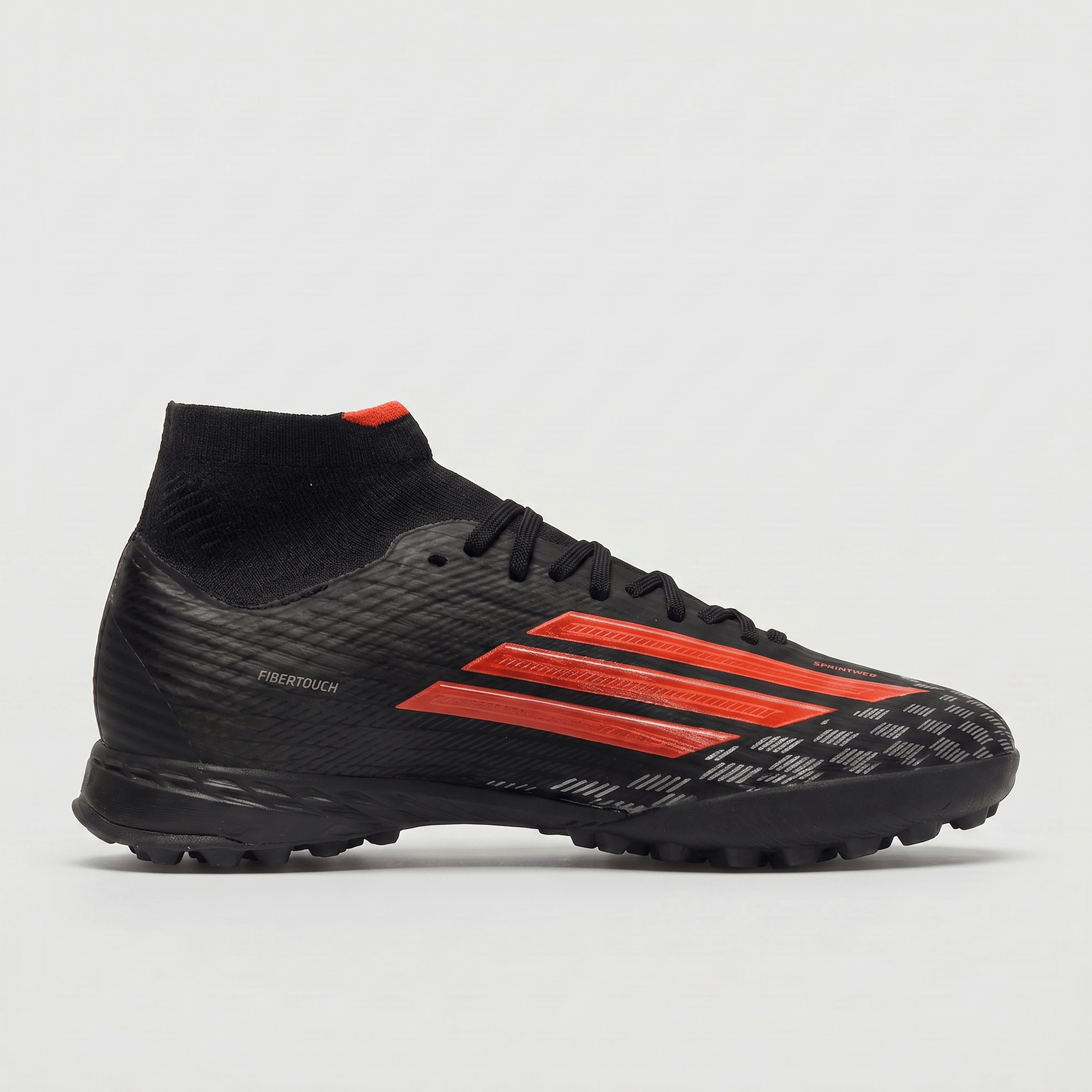 F50 Sparkfusion Pro Mid TF/Color: Core Black / Solar Red / Iron Metallic - Elite Boots