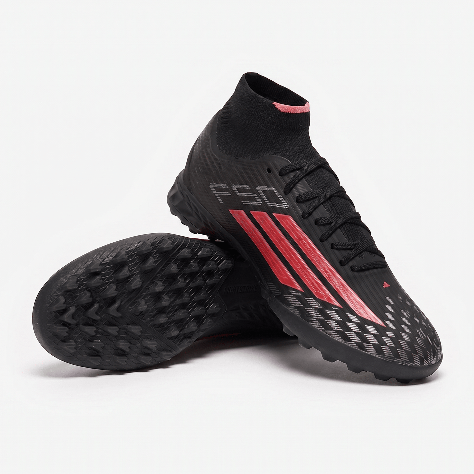 F50 Sparkfusion Pro Mid TF/Color: Core Black / Solar Red / Iron Metallic - Elite Boots