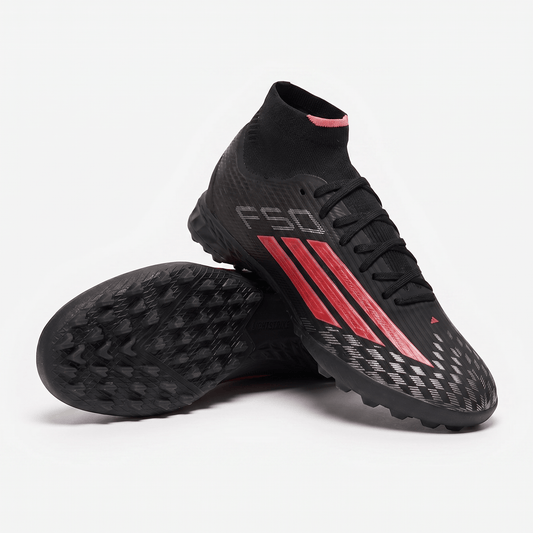 F50 Sparkfusion Pro Mid TF/Color: Core Black / Solar Red / Iron Metallic - Elite Boots