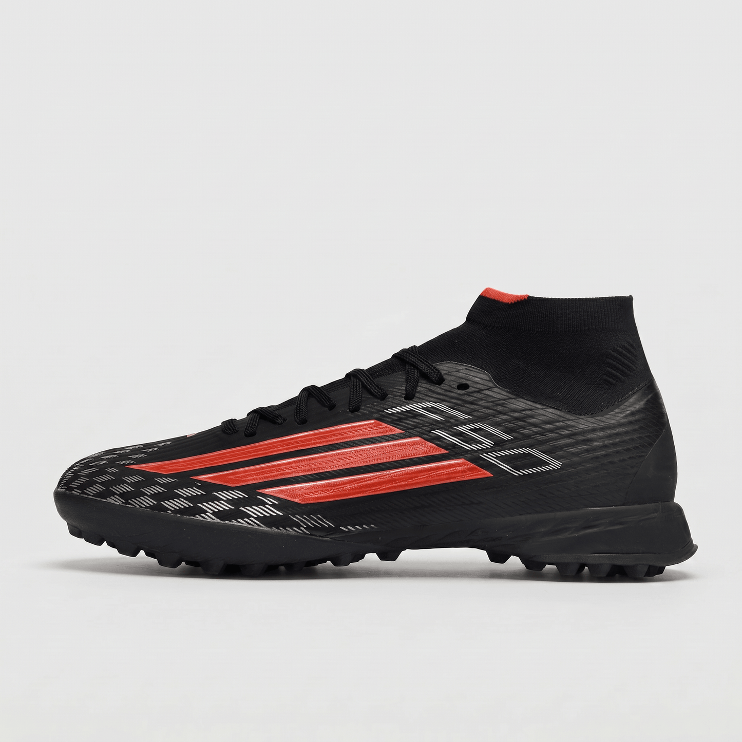 F50 Sparkfusion Pro Mid TF/Color: Core Black / Solar Red / Iron Metallic - Elite Boots